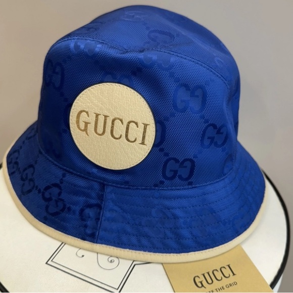 Gucci  Off The Grid Bucket Hat Royal Blue with Logo Patch - Picture 1 of 9